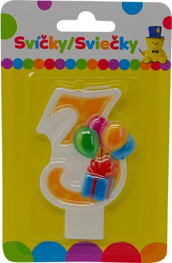 Verjaardagskaars met ballonnen cijfer 3