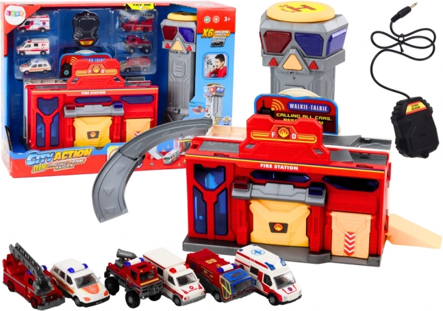 Reddingscentrum met brandweer en ziekenhuis – set van 6 voertuigen