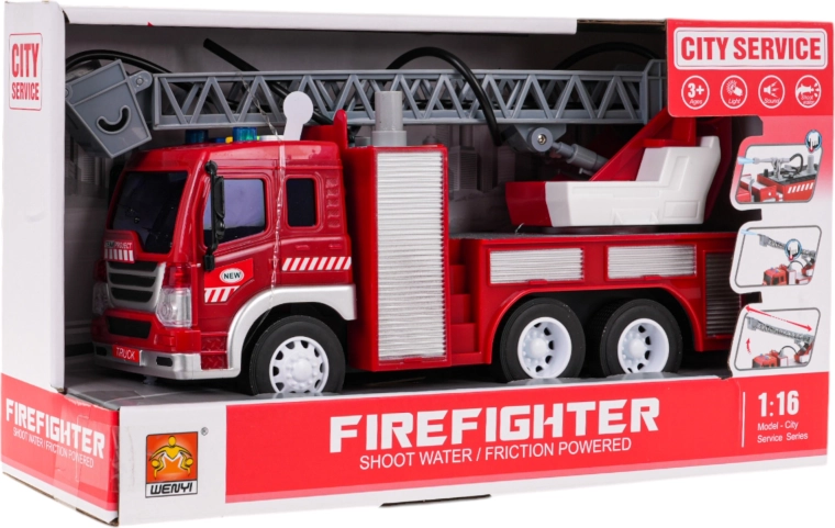 Brandweerwagen met licht, geluid en water 1:16