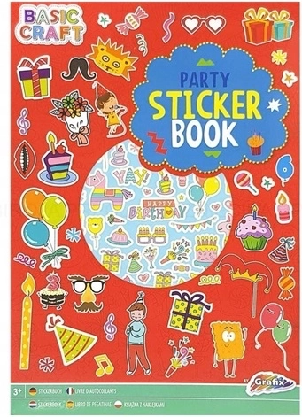 Creatief stickerboek A4 – verjaardagsmotieven (rood)