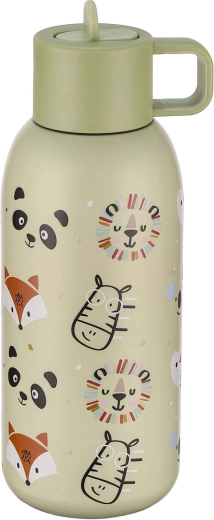 Thermosfles 350 ml groen met dierenmotief