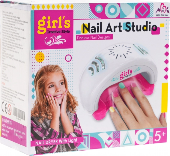 Kinderset voor het schilderen van nagels met droger en accessoires