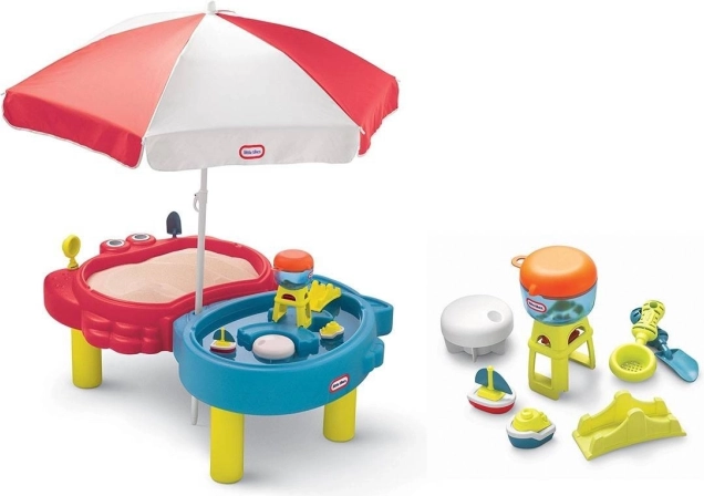 Little Tikes zand- en watertafel met parasol en deksel