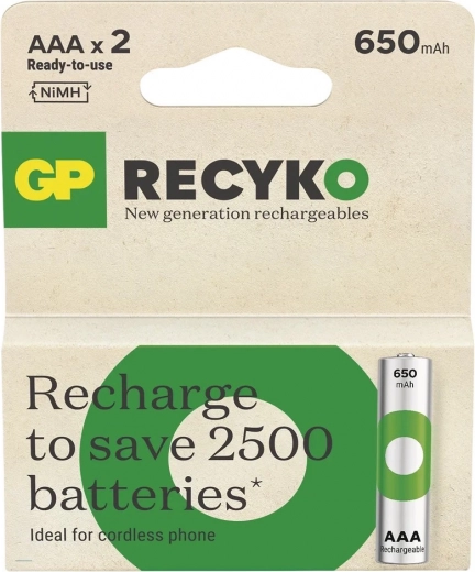 Oplaadbare AAA Ni-MH-batterijen 650mAh - GP ReCyko