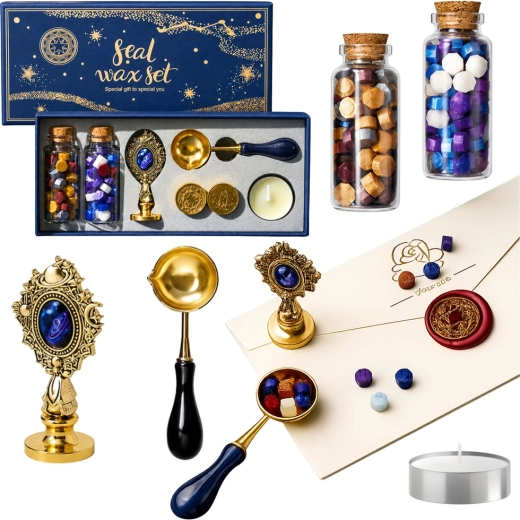 Elegante set voor lakzegels met stempel