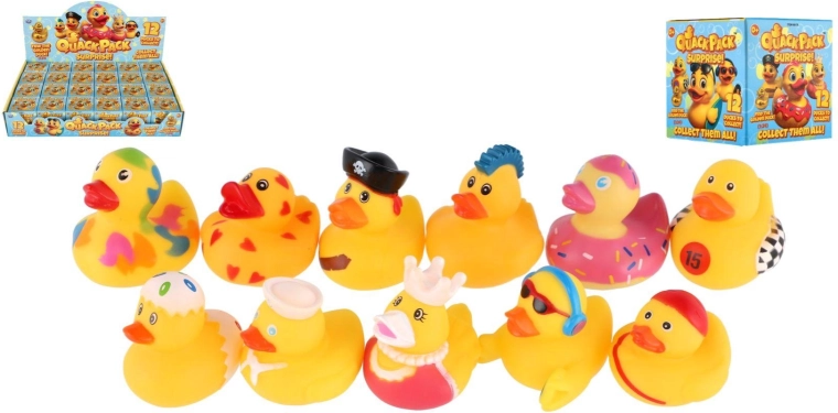Rubberen badeendje met verrassing, mix van designs - 1 stuk