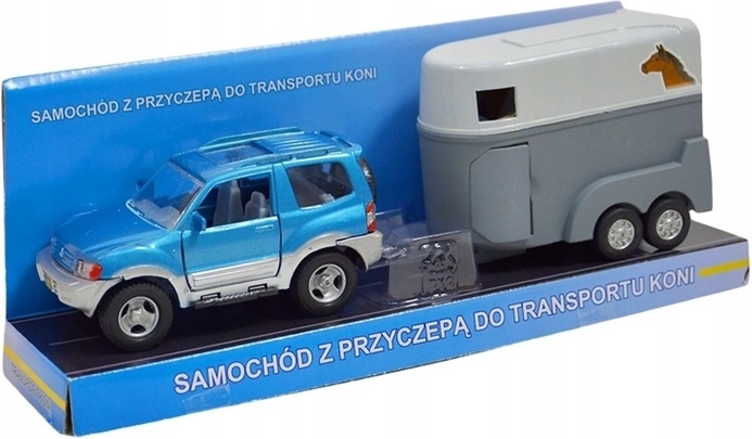 Jeep met aanhanger voor paardenvervoer