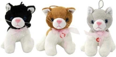 Pluchen kat met geluid, 17 cm, assorti in verschillende kleuren, 0 maanden+