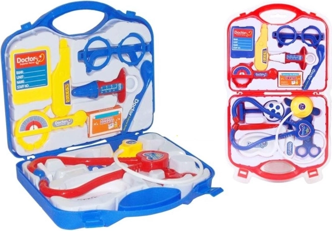 Kinderset voor doktertje spelen in koffertje, 12-delig
