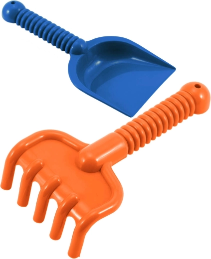 Lori plastic zandspeelset – schepje en harkje 22/19 cm