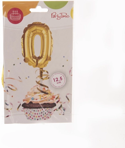Folieballon cijfer 0 goud 12,5 cm