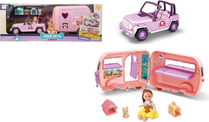 Auto met caravan, pop en accessoires