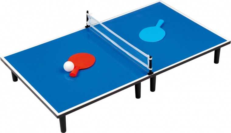 Tafeltennis – blauwe draagbare tafel in middelgroot formaat met accessoires