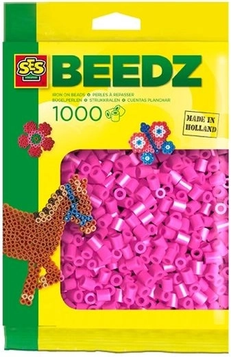 SES Creative strijkkralen 1000 stuks neonroze