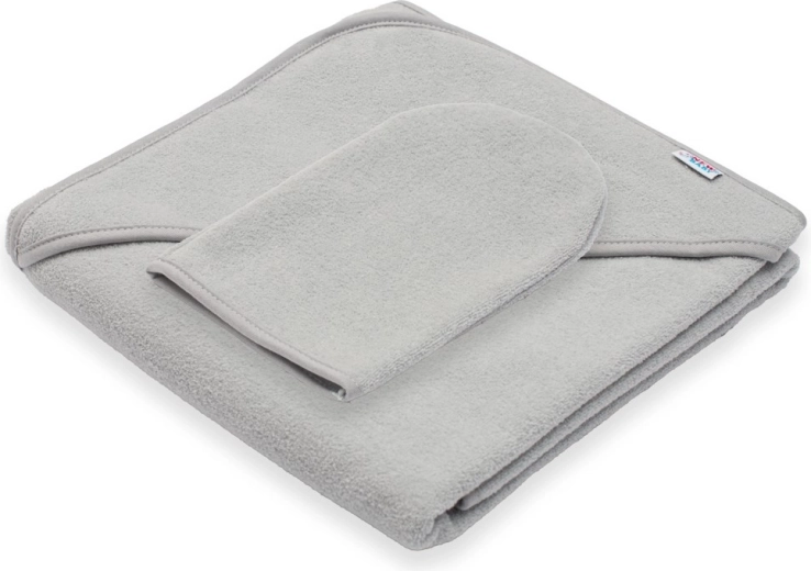 Kinderbadcape van badstof met capuchon New Baby Basic 80 × 80 cm grijs