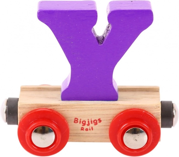 Houten wagon met letter Y BIGJIGS RAIL