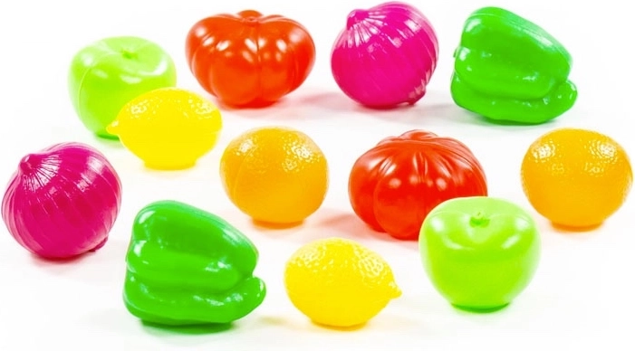 set natuurvoedsel – fruit en groenten 6 cm, 12 stuks