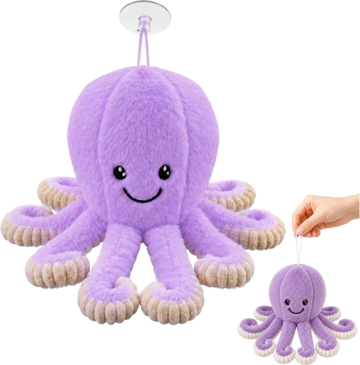 Pluchen octopus met zuignap paars 16 cm - 1 stuk
