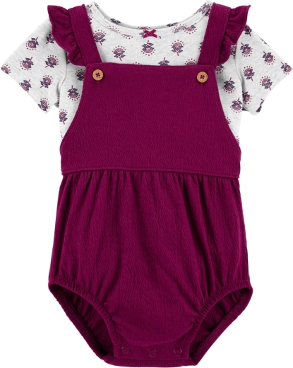 Set van Carter's: T-shirt met korte mouwen en bretelbroekje pink floral voor babymeisje (3 m)