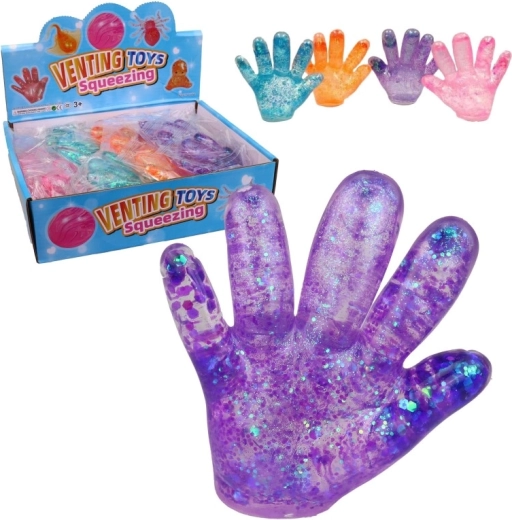 Antistress knijpbare gelhand in displaybox (12 stuks)