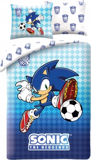 Blauw microvezel kinderdekbedovertrek Sonic Football