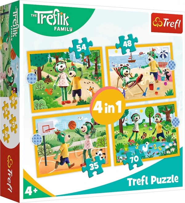 Puzzel Treflíci op vakantie 4-in-1 (35, 48, 54, 70 stukjes)
