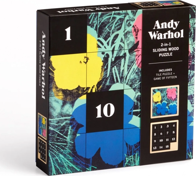 Schuifpuzzel van hout Andy Warhol: Bloemen 2-in-1
