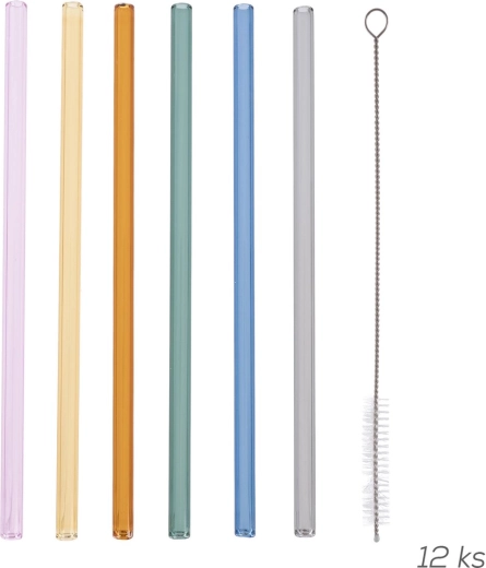 Borosilicaat glazen rietjes 20 cm – set van 12 stuks met reinigingsborsteltje