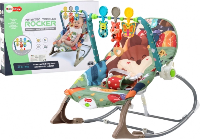 Kinderwip en ligstoeltje 2-in-1 met vibraties en geluid – vos