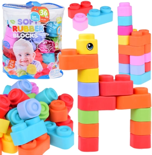 Kleurvolle zachte rubberen blokken voor kinderen 36 stuks