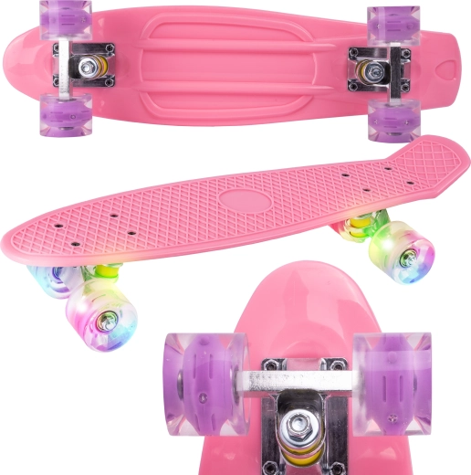Plastic cruiserboard met LED-wielen roze