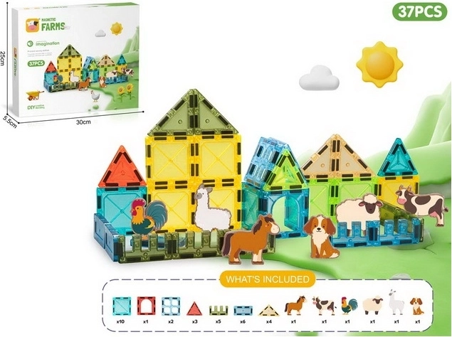 Madej magnetische bouwset Color Box boerderij, 37 onderdelen
