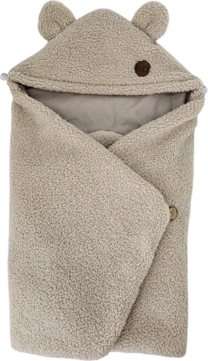 EKO wikkeldeken voor autostoeltje van bouclé met katoen, donkerbeige, 110 × 100 cm – Donkerbeige