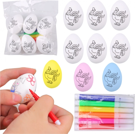 Styropor paaseieren om te verven met stiften, haan – 6 stuks