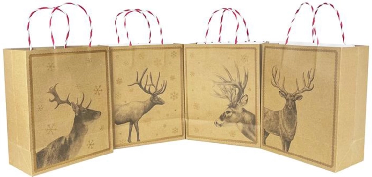 Kerstcadeautas van papier 40 × 30 × 12 cm, mix van motieven