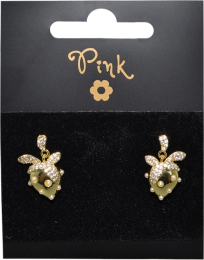 Vergulde oorbellen Aardbei met kristallen