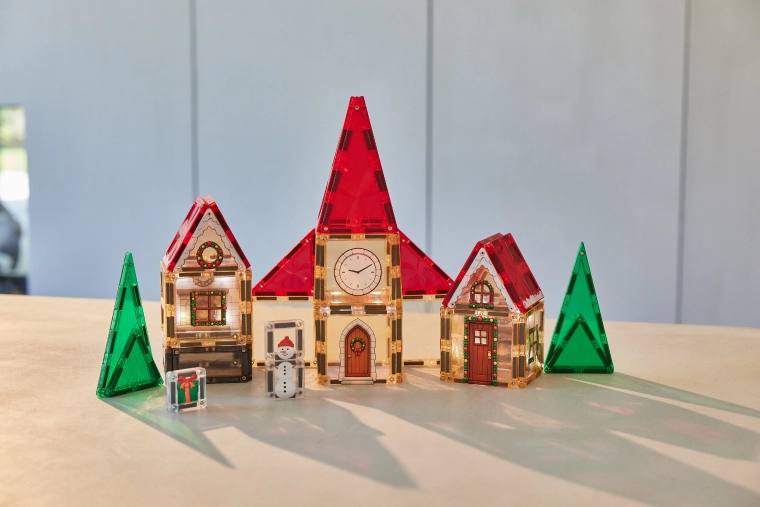 Cleverclixx magnetische bouwset adventskalender Kerstdorp – 46 stuks
