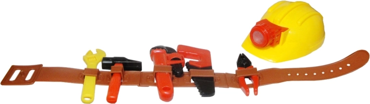 Kinderwerkriem met gereedschap en veiligheidshelm