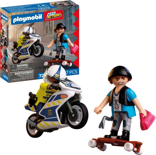 Playmobil City Action politie-achtervolging op motor – set met figuren en accessoires