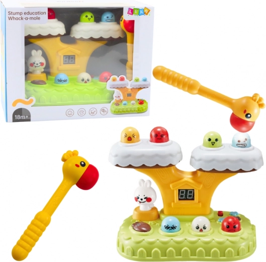 Interactief Whack‑a‑Mole-spel voor kinderen met melodieën en 7 snelheden
