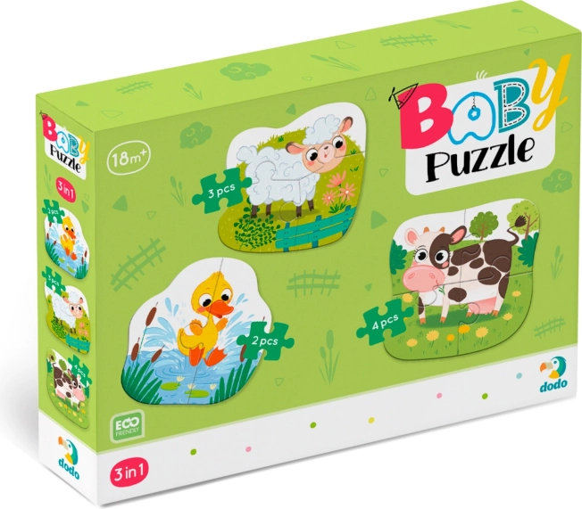 Dodo kinderpuzzel Boerderijdieren 3-in-1 (2, 3, 4 stukjes)