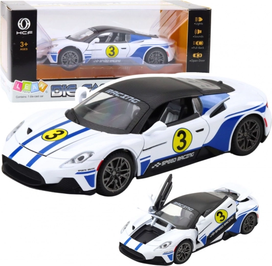 Metalen sportauto met effecten 1:22 wit