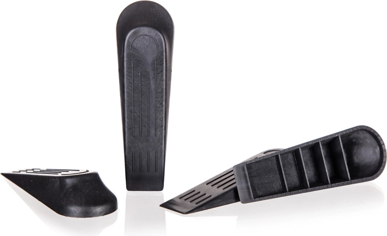 Deurstoppers wig, set van 4 stuks, zwart