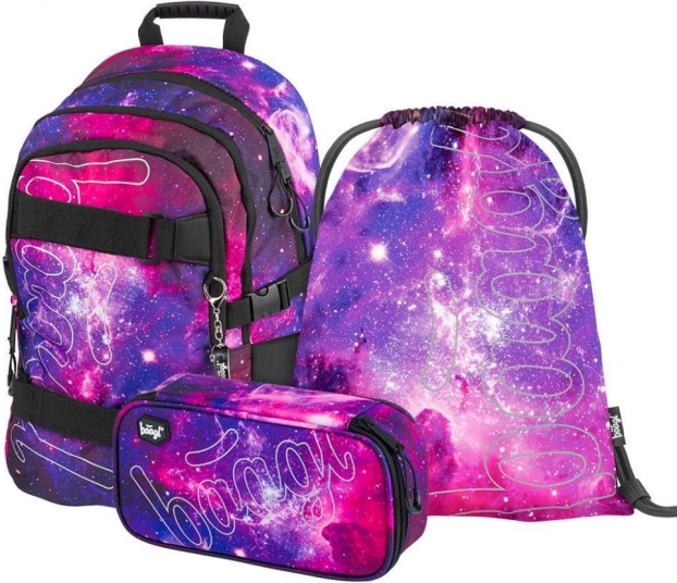 BAAGL 3-delige set Skate Galaxy – schoolrugzak, etui en gymsack