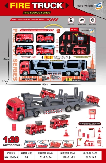Brandweertransportset met voertuigen en accessoires