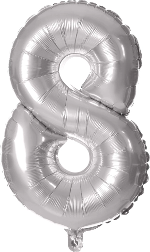 Folieballon cijfer 8 zilver 30 cm TORO