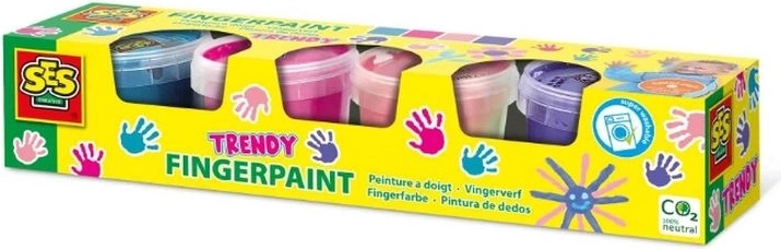 SES Creative vingerverf – set van 4 trendy kleuren (4×110 ml)