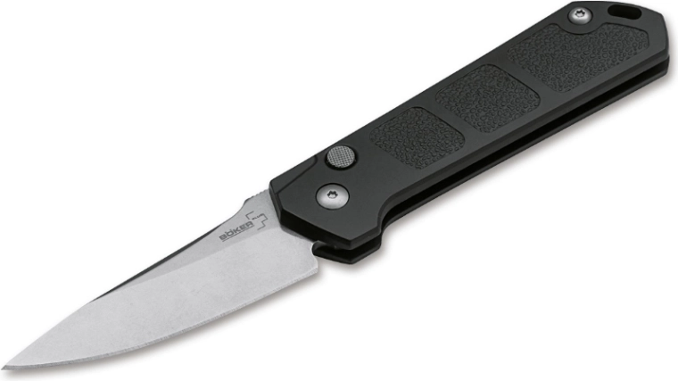 Böker Plus Kihon auto mes stonewash 8 cm