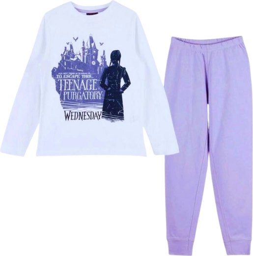 Kinderpyjama Wednesday wit-paars