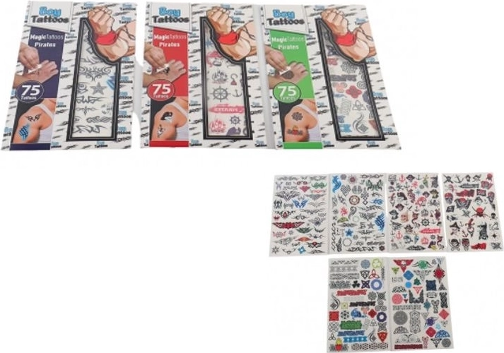 Magic Tattoos afwasbare tijdelijke piratentatoeages voor jongens (75 stuks)